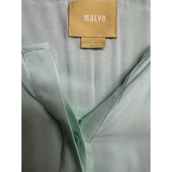 ANTHROPOLOGIE Maeve Women's 6 Clara Split Back Blouse Top Mint Green Pockets - Picture 3 of 8